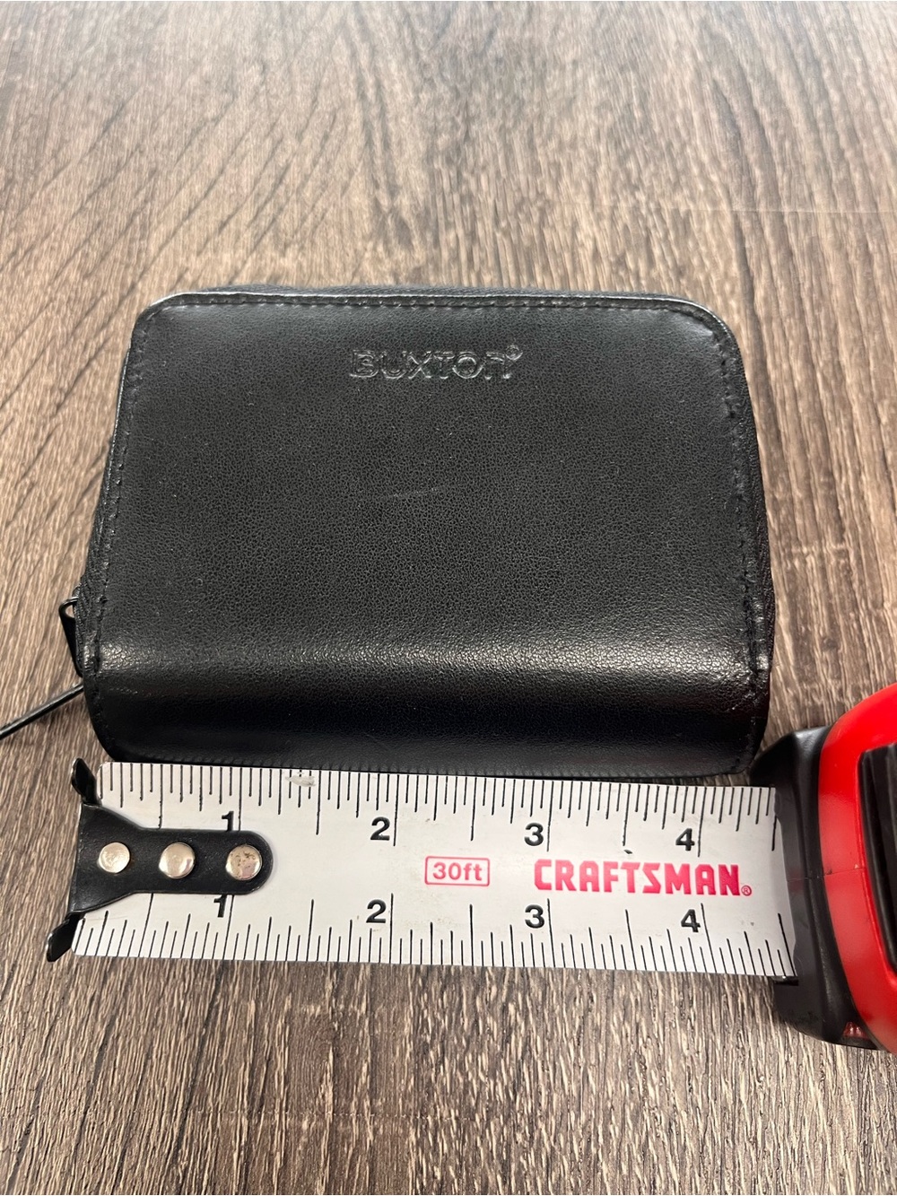 Buxton Black Leather Zip Key & Card Holder